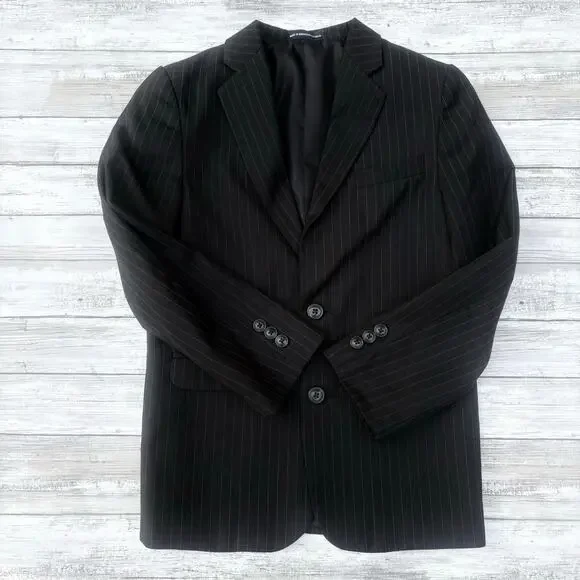 Chaps Blazer Boys Kids Sz 10 Regular Black Pinstripe Two Button Single‎ Breasted
