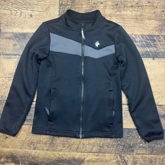 Shred Dog Black Zip Up softshell Jacket Kids Size 8 Polyester snow ski‎