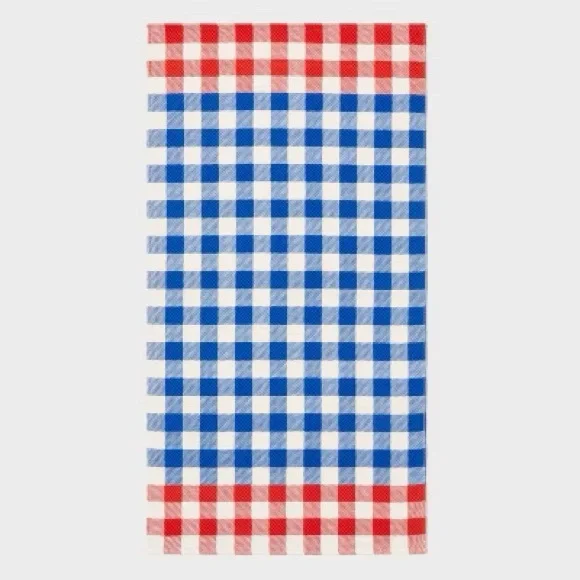 ROOM ESSENTIALS Red and Blue Checkered 6 Foot Beach Towels (SET OF 3)