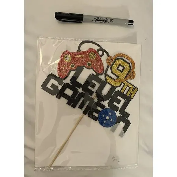 NEW Video Game On Level 9 Cake Topper 9th Gaming Birthday Decorations