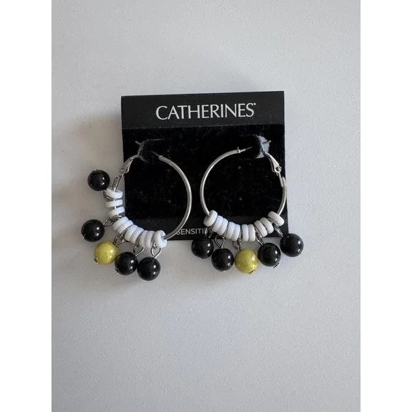 Catherine's Women's Hoop Bead Earrings Yellow, White, Black New