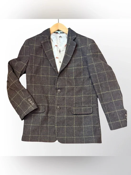 Class Club Gold Label Boys Wool Blend Blazer 14/16 | Windowpane Plaid
