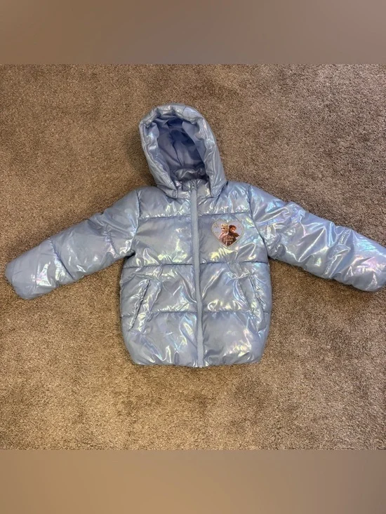 H&M Disney Frozen Puffer Coat 6X-7 Elsa & Anna Winter Jacket