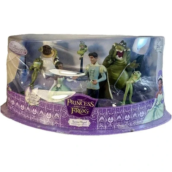 RARE! Princess and the Frog Figurine Playset Disney Store 7 pc NEW Cake Topper‎