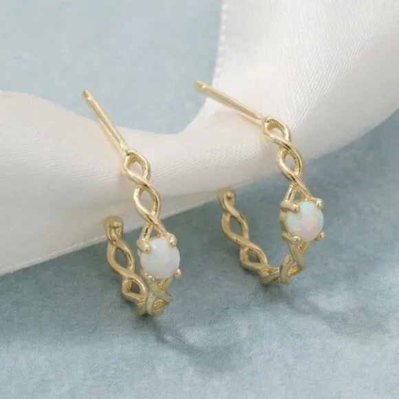 DEANNA TWISTED OPAL MINI HOOP EARRINGS