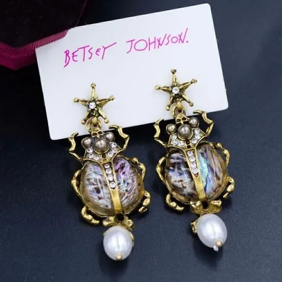 🪲 Betsey Johnson unique beetle drop earrings beetle 🪲