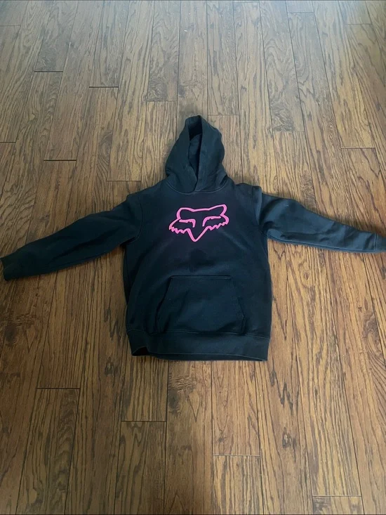 Fox Black Hoodie with Pink Fox Head Logo