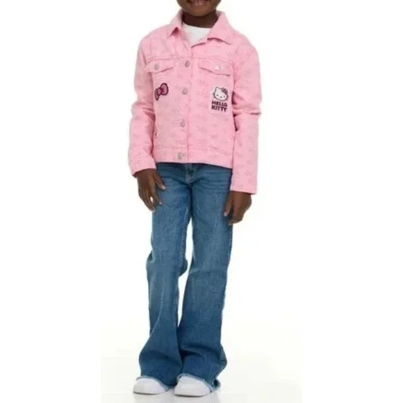 Hello Kitty Girls Pink Denim Jacket Size 7/8