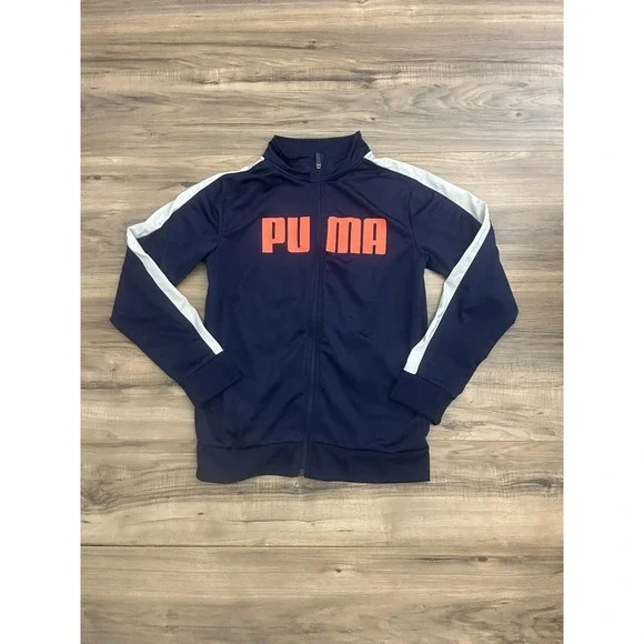 Puma Boys Size XL‎ 18-20 Full Zip Track Jacket Navy/White