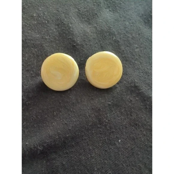 Vintage‎ Estate Peach Orange Pink Swirl Enamel Gold Tone Post Earrings