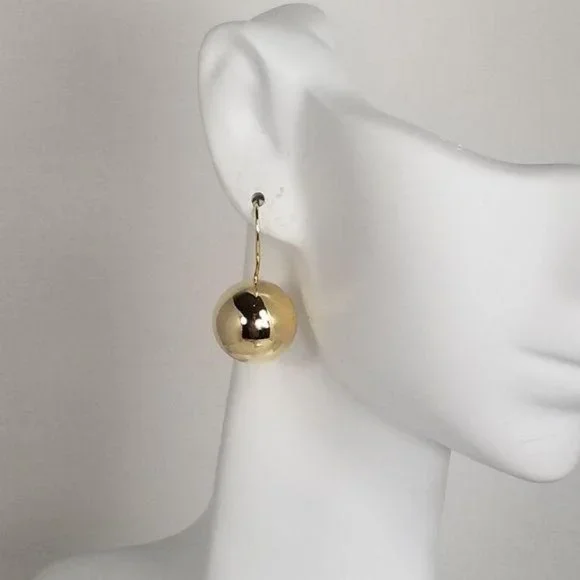 Gold Tone Ball Drop Earring 1.5cm 0.6″