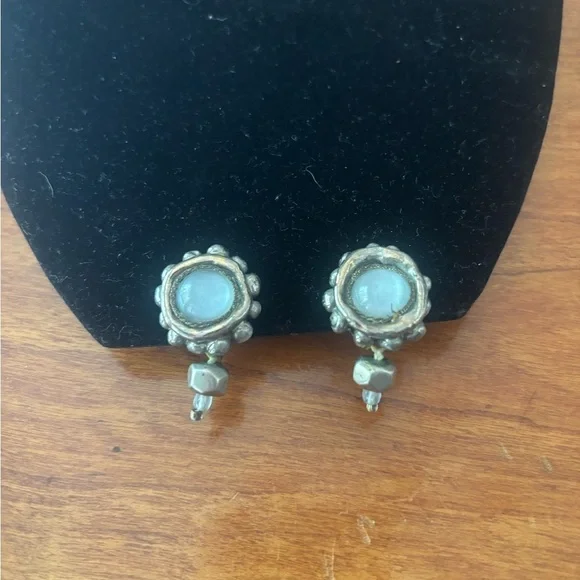Silver Micki Ravitz Clip On Earrings with Dangling Element