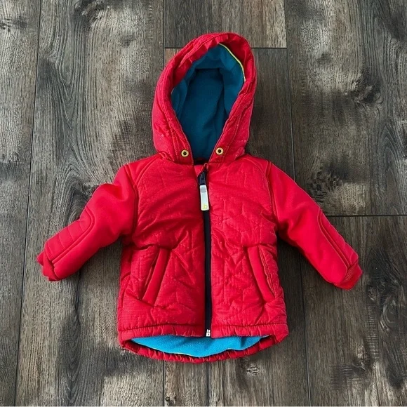 Ted Baker Baby Winter Jacket Red Hood Snow Coat size  6-9 Months