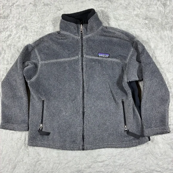 Patagonia Kids Fleece Full Zip Jacket Size S Gray Retro Pile Camping Hiking