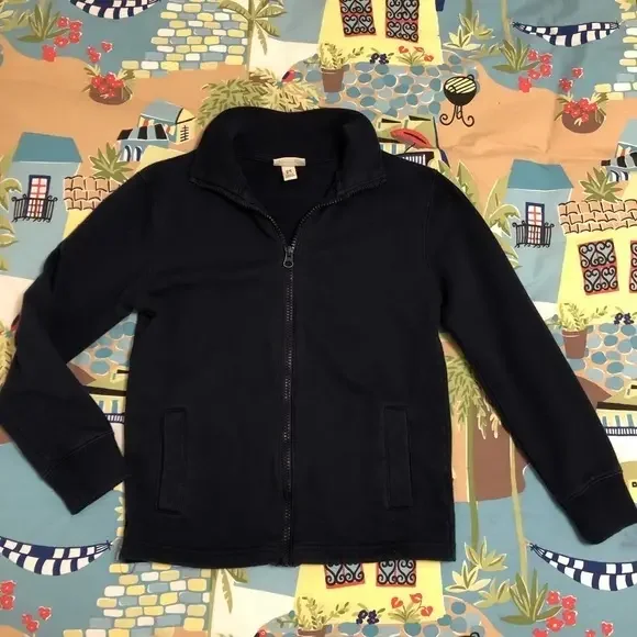 Navy blue school uniform zipper‎ jacket girls S 6-7