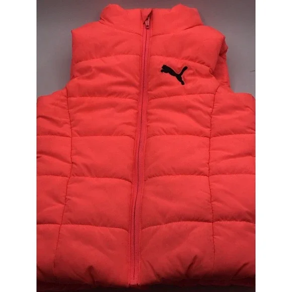 PUMA Neon Orange Puffer Vest Size xxs‎ 3/4.