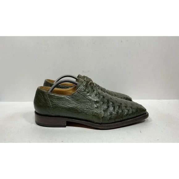 Dolce Vita Made in Italy Green Ostrich Handmade Dress Shoe Men's Size 10.5‎