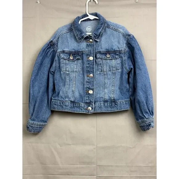 Wonder Nation Girls Denim Button Up Jacket, Size M (7/8)