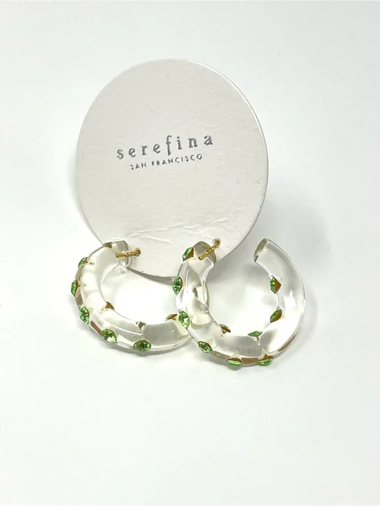 New Anthropologie x Serefina Green Rhinestone Hoop Earrings