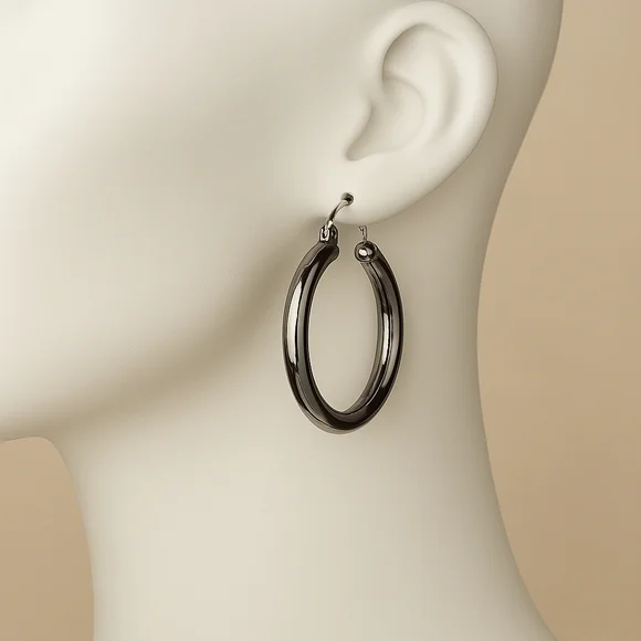 MIXIT Sensitive Ears Hypoallergenic Grey Hoop Earrings, Women's Fashion Jewelry