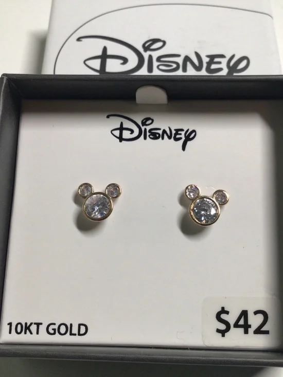 Disney Mickey Mouse 10kt Gold Cubic Zirconia Stud Earrings