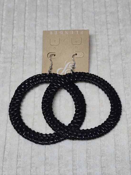 Plunder Taisha Large Wicker Hoop Earrings NIP
