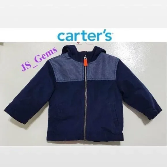 Kid Boy Blue & Orange Hooded Outerwear Coat