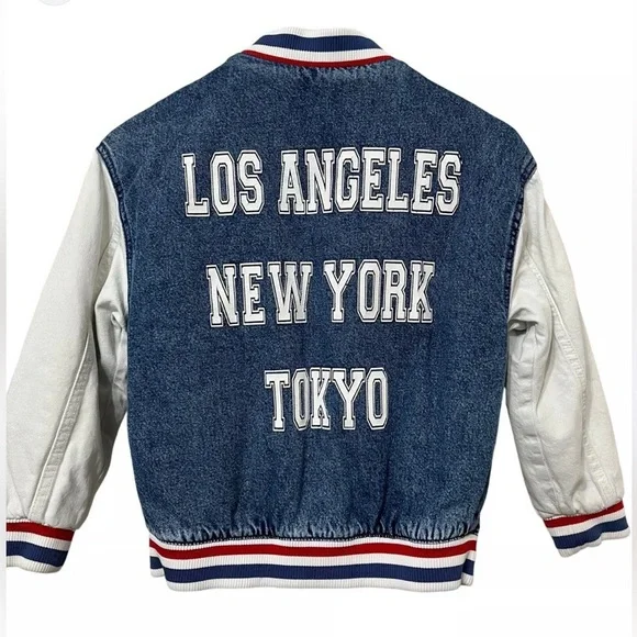 Zara Kids Unisex Denim Varsity Jacket