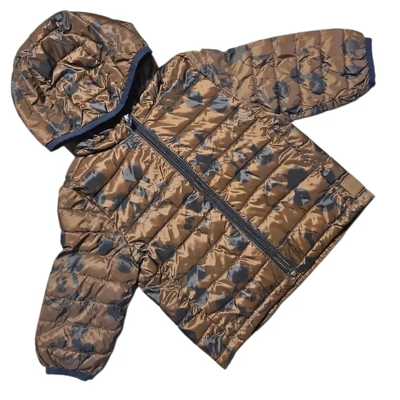 Baby GAP Brown and Blue Mickey Mouse Puffer Jacket 12-18 Months
