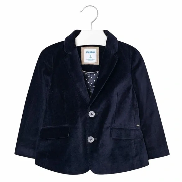 Mayoral Velvet Blazer Jacket Navy Blue NWT