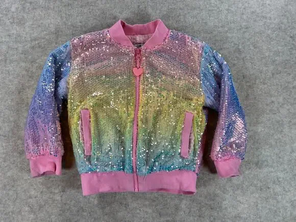 Love and Grow Bejeweled Rainbow Sequin Sparkle Jacket Girls Size 5y