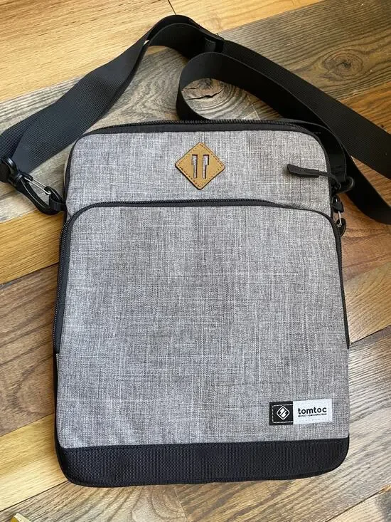 tomtoc A20-B03G Laptop Messenger Shoulder Bag Gray Padded Water Resistant