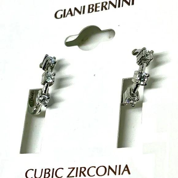 Gianni Bernini Sterling Silver CZ Earrings NWT