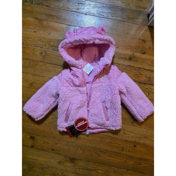 ZeroXposur Baby Girls Pink Puffer Jacket Sherpa Lined Hooded Coat 18M NWT