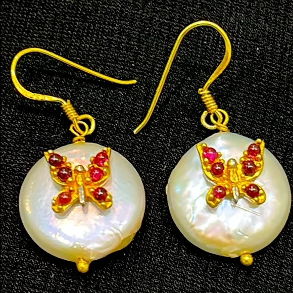 Garnet Pearl 14KGP Earrings
