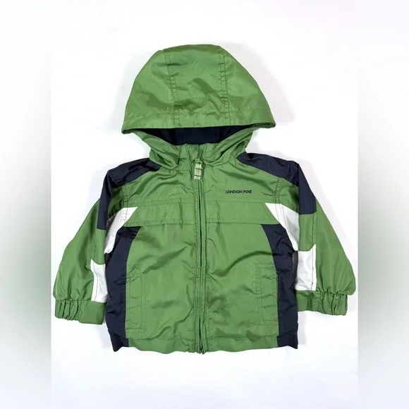 LONDON FOG Baby Boys’ Y2K 00s Green Hooded Windbreaker Outdoors Gorpcore‎ 12M