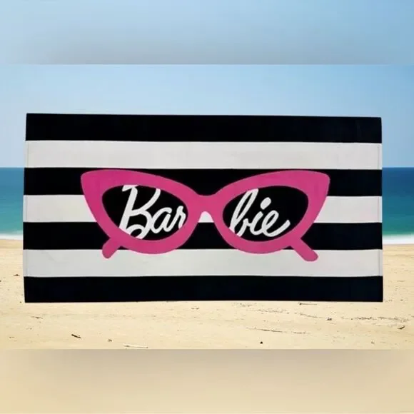 Barbie Black and White Stripe Beach Towel