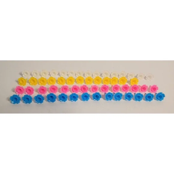 Vintage 56 pc Lot Colorful Flower Cake Decoration Candle Holders Cake Toppers