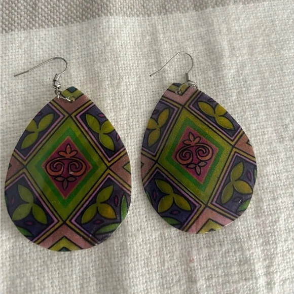 Colorful Geometric Teardrop Earrings