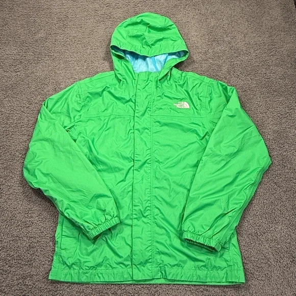The North Face Jacket Girls Large 14/16 Green HyVent‎ Hooded Rain Waterproof