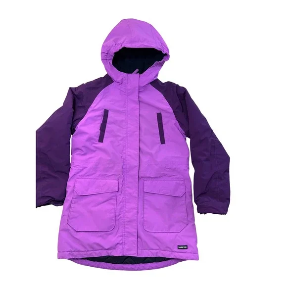 Lands End Girls Squall Waterproof Parka Purple Lined‎ Jacket XL 14-16 524565