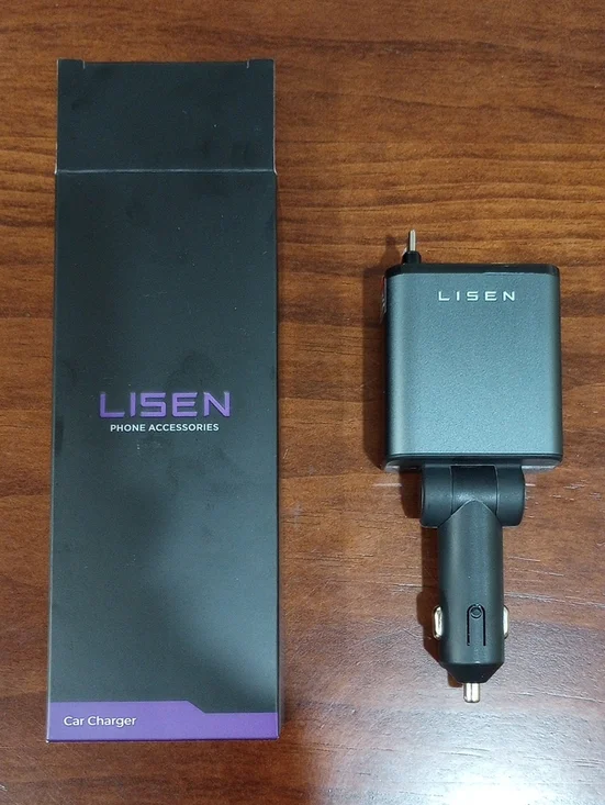 Lisen B104 Car Charger With Retractable Cables - NIB!