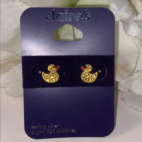 Claire's Yellow Duck Earrings Stud