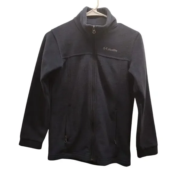 Columbia Kids' Size Medium (10-12) Navy Blue Full Zip-Up Mock Neck Fleece Jacket