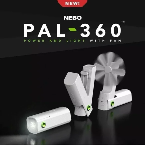 NEBO PAL-360 Power Bank Light Fan USB-C Rechargeable New