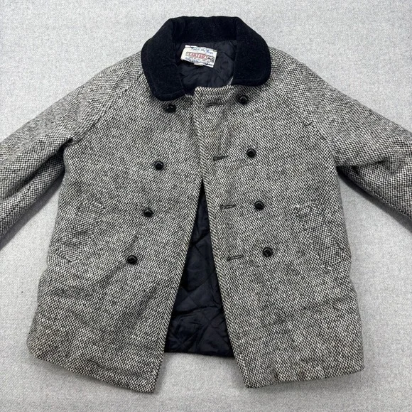 Vintage 50s Carter's Kids Double Breasted Tweed Wool‎ Blend Coat Size 4 Gray