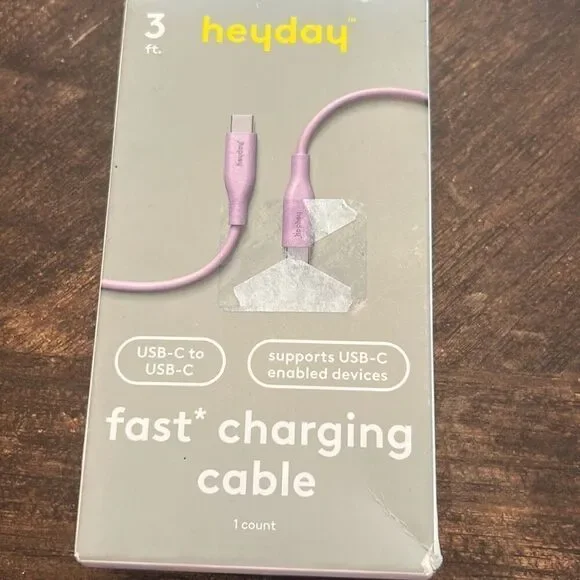 Heyday 3 Ft. Fast Charging Cable USB-C To USB-C PURPLE ~ NEW