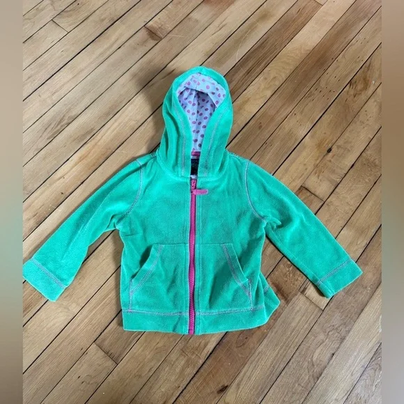Mini Boden green terry cloth‎ full zip jacket