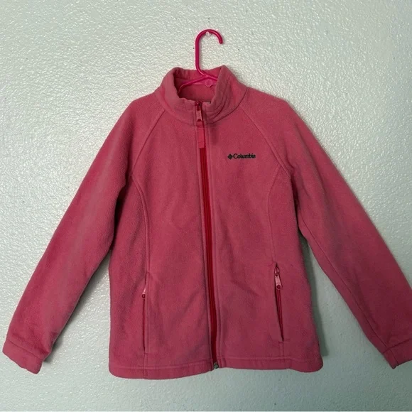 Columbia Kids pink Girls size M full zip  Fleece Jacket
