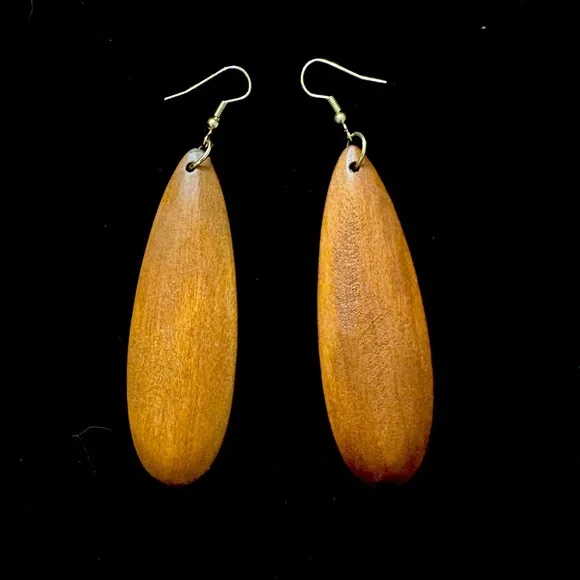 Handcrafted, boho wooden drop earrings